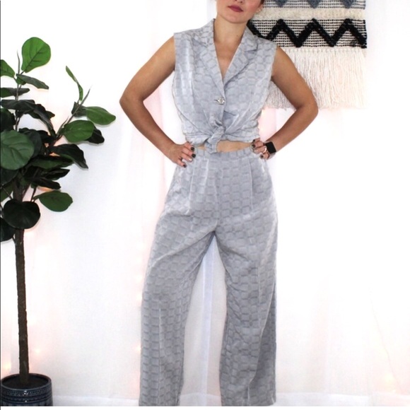 Vintage Pants - SOLDVintage Bruce Wayne Silver Gray Pant & Top Set